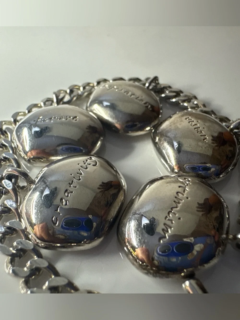 Vintage Cerruti Image Charm Bracelet Silver Tone Inspirational Words Toggle 7.5” - Picture 8 of 9